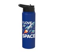 I Love Space Rocket Planets Stars Stainless Steel Insulated Water Bottle