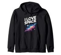 I Love Space Saturn Planets Cosmic Design Zip Hoodie
