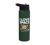 I Love Space Saturn Rockets Cosmic Orbit Stainless Steel Insulated Water Bottle