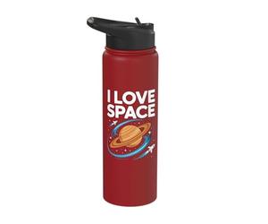 I Love Space Saturn Rockets Cosmic Orbit Stainless Steel Insulated Water Bottle