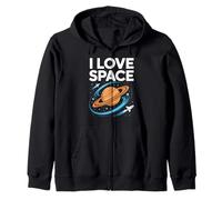 I Love Space Saturn Rockets Cosmic Orbit Zip Hoodie