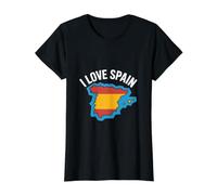 I Love Spain Map Enthusiast Design Value Graphic T-Shirt, Women, Black, S