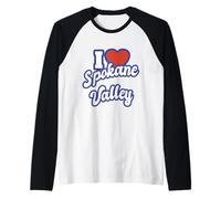 I Love Spokane Valley Washington Raglan Baseball Tee