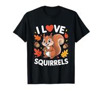 I Love Squirrels Cute Autumn Leaves Acorn T-Shirt