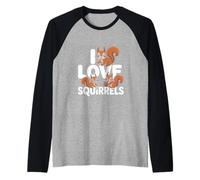 I Love Squirrels Cute Woodland Animals Raglan Baseball Tee