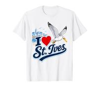 I Love St Ives Funny Seagull Stealing Chip British Seaside Value Graphic T-Shirt