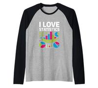 I Love Statistics Colorful Chart Graphics Raglan Baseball Tee