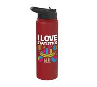 I Love Statistics Colorful Chart Graphics Stainless Steel Insulated Water Bottle