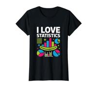 I Love Statistics Colorful Chart Graphics Value Graphic T-Shirt, Women, Black, L