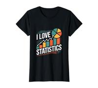 I Love Statistics Fun Graph Pie Chart Value Graphic T-Shirt, Women, Black, XL