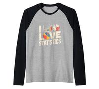 I Love Statistics Graphs Dice Pie Chart Raglan Baseball Tee