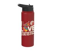 I Love Statistics Graphs Dice Pie Chart Stainless Steel Insulated Water Bottle