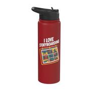 I Love Storyboarding Comic Panels Stainless Steel Insulated Water Bottle