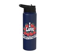 I Love Strawberries Berry Fruit Design Stainless Steel Insulated Water Bottle