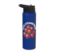 I Love Strawberries Berry Passionate Statement Stainless Steel Insulated Water Bottle