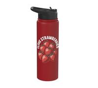 I Love Strawberries Berry Passionate Statement Stainless Steel Insulated Water Bottle
