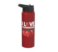 I Love Strawberries Bold Juicy Design Stainless Steel Insulated Water Bottle