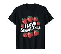 I Love Strawberries Fresh Fruit Passion Value Graphic T-Shirt, Men, Black, XL