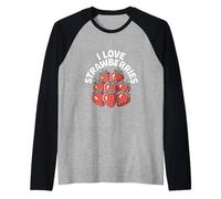 I Love Strawberries Fresh Juicy Fruit Fun Raglan Baseball Tee