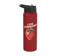 I Love Strawberries Fruit Enthusiast Design Stainless Steel Insulated Water Bottle