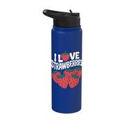 I Love Strawberries Juicy Fruit Design Stainless Steel Insulated Water Bottle