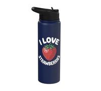 I Love Strawberries Vibrant Fruit Passion Stainless Steel Insulated Water Bottle