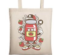 I Love Strawberry Jam Strawberries Urban Art Natural Ecological Cotton Tote Bag Beige