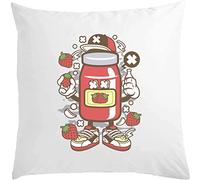 I Love Strawberry Jam Strawberries Urban Art White Pillow 40x40cm With Filler White
