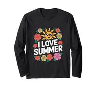 I Love Summer Hibiscus Sun Fun Time Long Sleeve T-Shirt