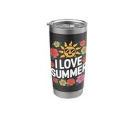 I Love Summer Hibiscus Sun Fun Time Stainless Steel Insulated Tumbler