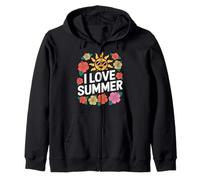 I Love Summer Hibiscus Sun Fun Time Zip Hoodie