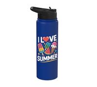 I Love Summer Ice Cream Popsicle Fun Stainless Steel Insulated Water Bottle