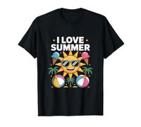 I Love Summer Sun Beach Balls Ice Cream Fun Value Graphic T-Shirt