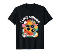 I Love Summer Sun Ice Cream Beach Vibes Value Graphic T-Shirt, Men, Black, XL