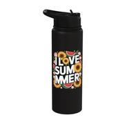 I Love Summer Sunflowers Watermelon Stainless Steel Insulated Water Bottle