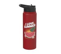 I Love Summer Watermelon Tropical Sunshine Stainless Steel Insulated Water Bottle