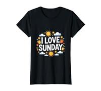 I Love Sunday Coffee Sunshine Relaxing Value Graphic T-Shirt, Women, Black, S