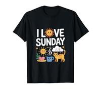 I Love Sunday Fun Relaxing Happy Day Value Graphic T-Shirt, Men, Black, L