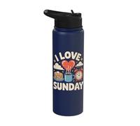 I Love Sunday Pancake Coffee Heart Stainless Steel Insulated Water Bottle