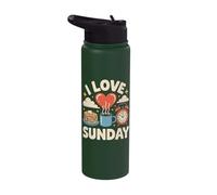I Love Sunday Pancake Coffee Heart Stainless Steel Insulated Water Bottle
