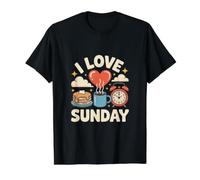 I Love Sunday Pancake Coffee Heart Value Graphic T-Shirt, Men, Black, L