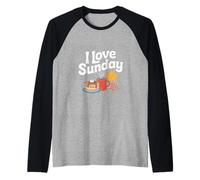 I Love Sunday Pancake Coffee Relax Sun Raglan Baseball Tee