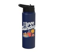 I Love Sunday Pancake Coffee Relax Sun Stainless Steel Insulated Water Bottle