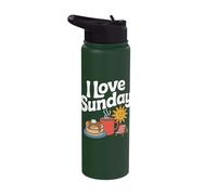 I Love Sunday Pancake Coffee Relax Sun Stainless Steel Insulated Water Bottle