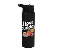 I Love Sunday Pancake Coffee Relax Sun Stainless Steel Insulated Water Bottle