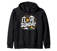 I Love Sunday Positive Sunshine Clouds Zip Hoodie