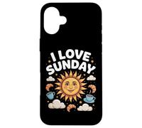 I Love Sunday Sunshine Coffee Croissants Case for iPhone 16 Plus