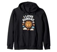 I Love Sunday Sunshine Coffee Croissants Zip Hoodie