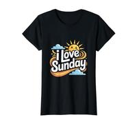 I Love Sunday Sunshine Happy Day Value Graphic T-Shirt, Women, Black, XL