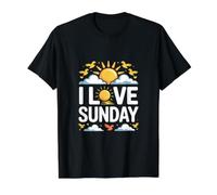 I Love Sunday Sunshine Vibes Value Graphic T-Shirt, Men, Black, S